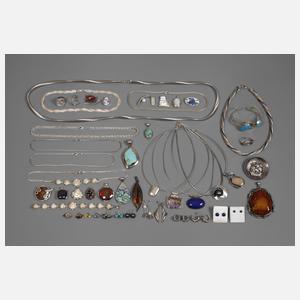 Großes Konvolut Silberschmuck