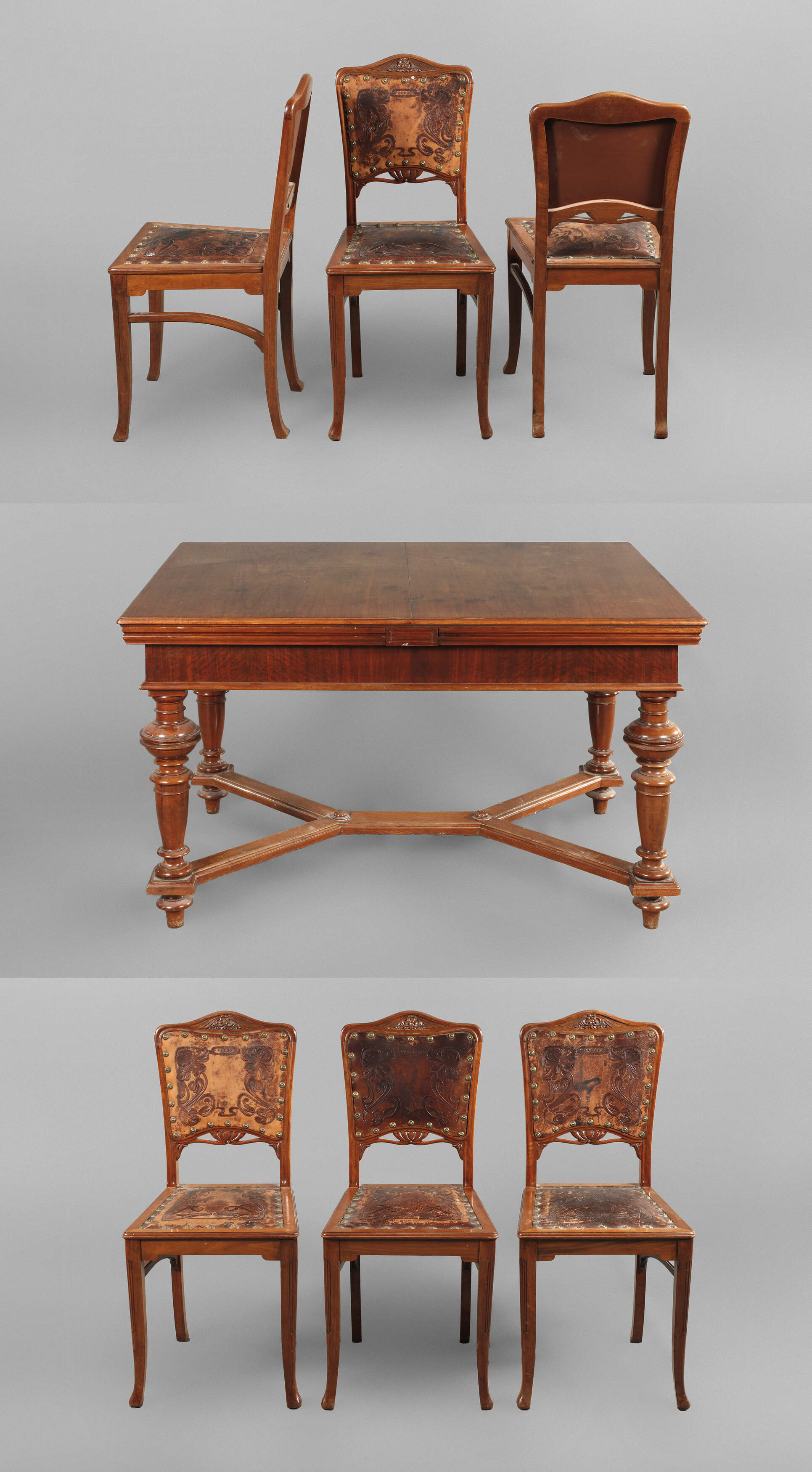 Kulissentisch und sechs Stühle