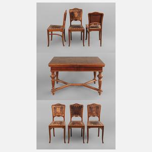 Kulissentisch und sechs Stühle