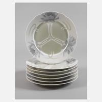 KPM Berlin sieben Speiseteller Seerosendekor111