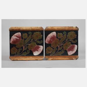 Auguste Delaherche zwei große florale Fliesen