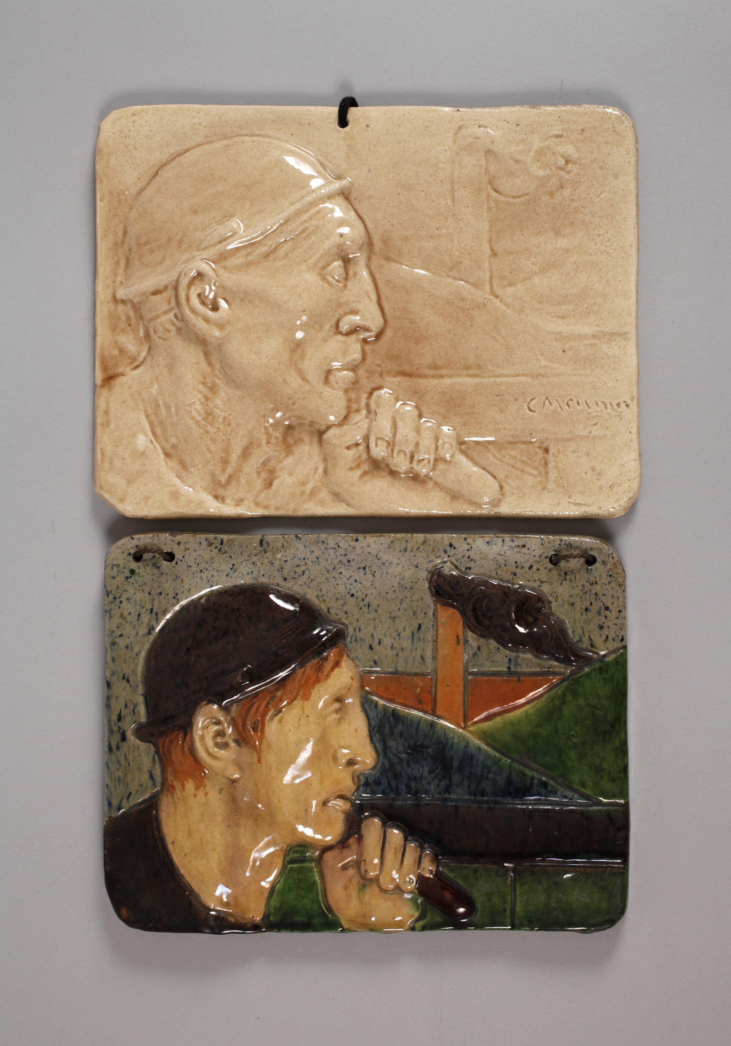 Constantin Emilé Meunier zwei Reliefs ”Le Mineur”