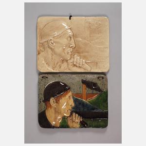 Constantin Emilé Meunier zwei Reliefs ”Le Mineur”