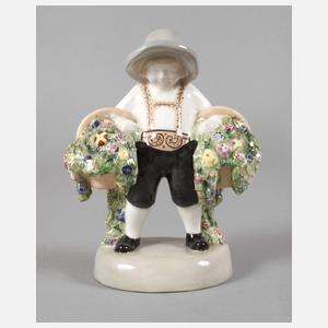 Goldscheider Wien Trachtenfigur mit Blütenkörben