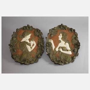 Ernst Wahliss Wien zwei große Wandplatten