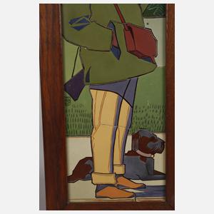 Großes Fliesenbild mit Jägermotiv