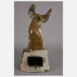 Großer Tischbrunnen Putto auf Fisch reitend