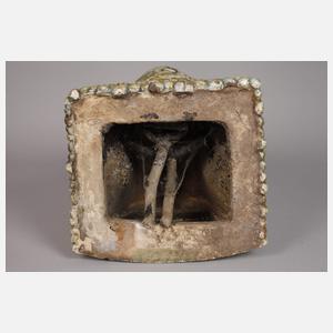 Großer Tischbrunnen Putto auf Fisch reitend