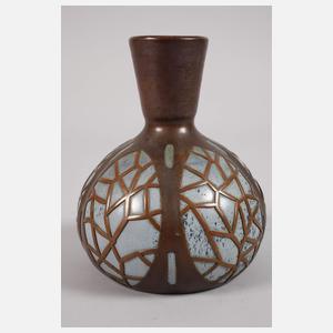 Laufglasurvase mit galvanischer Verkupferung