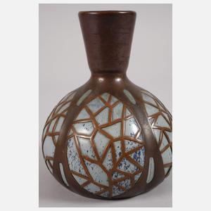 Laufglasurvase mit galvanischer Verkupferung