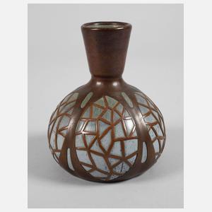 Laufglasurvase mit galvanischer Verkupferung