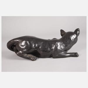 Große schleichende Keramikkatze