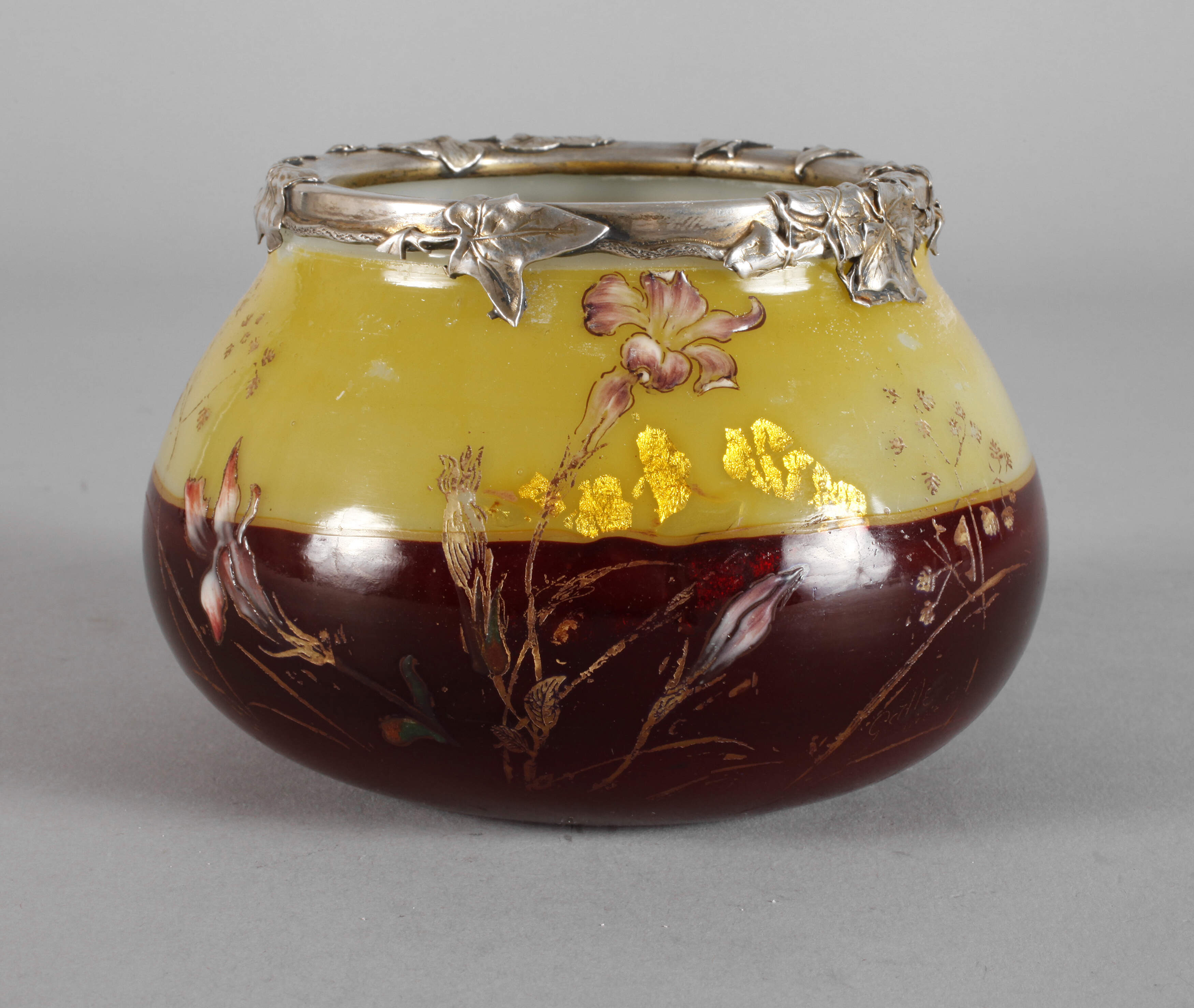 Émile Gallé Schale mit Silberrand