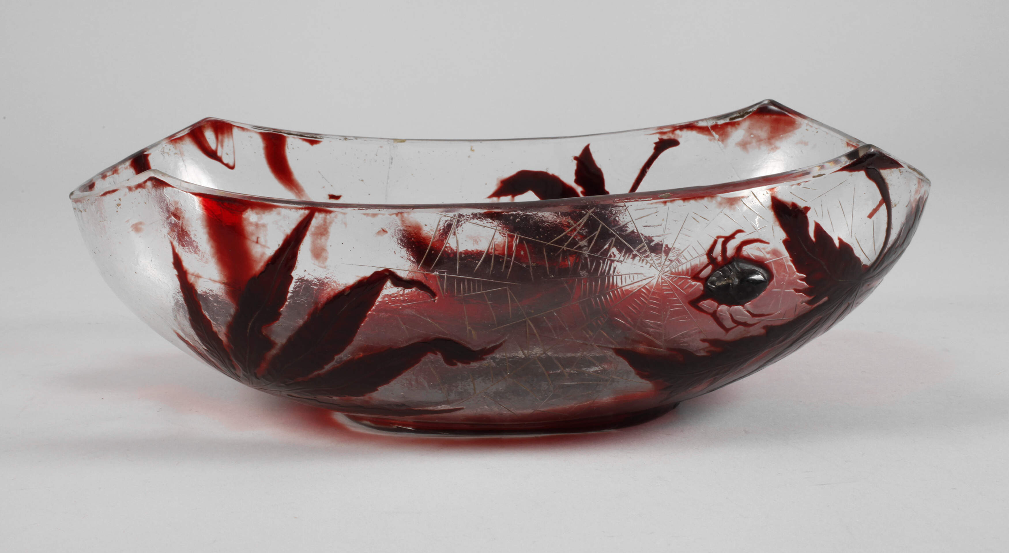 Émile Gallé Ätzglasschale mit Spinne
