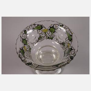 Steinschönau Fußschale Schwarzlotmalerei