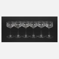 Sechs Weingläser Wellendekor111