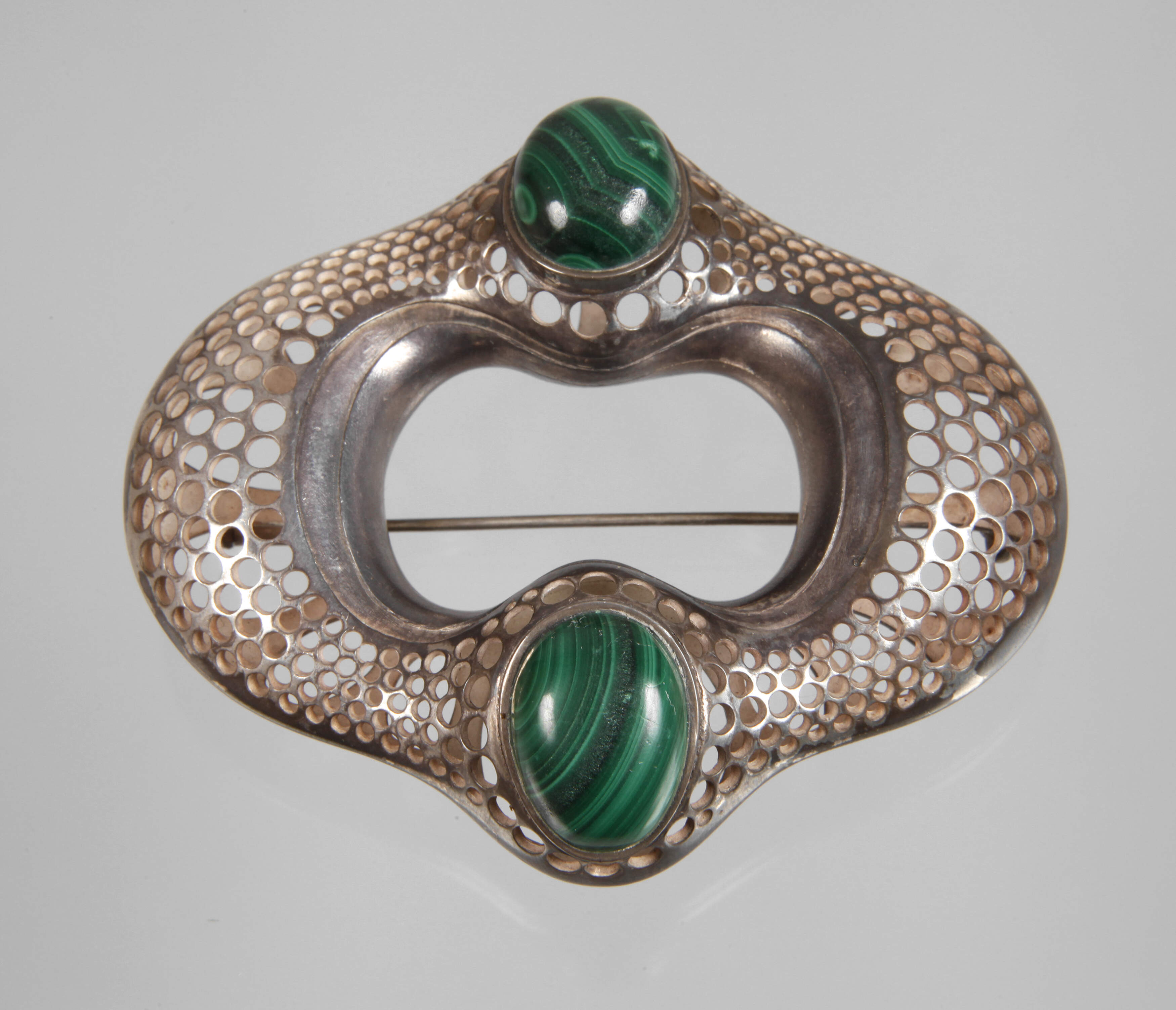 Große Jugendstilbrosche mit Malachiten