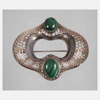 Große Jugendstilbrosche mit Malachiten111