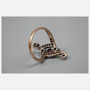 Jugendstilring mit Diamanten und Rubin