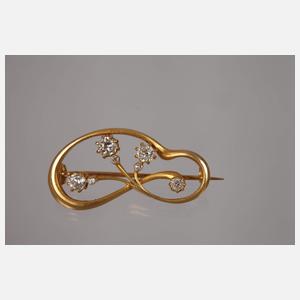 Jugendstilbrosche mit Diamanten