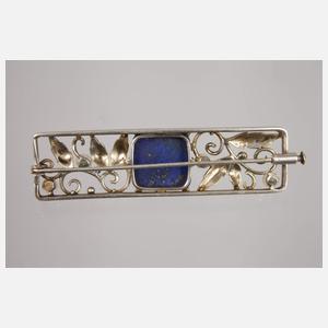Brosche mit Lapislazuli und Perlen