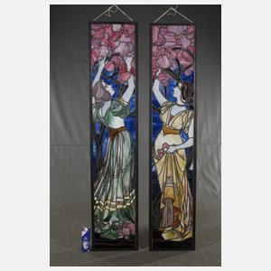 Zwei große Bleiverglasungen Hans Christiansen attr.