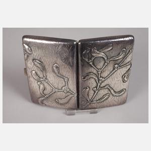 Silber Zigarettenetui mit Misteldekor