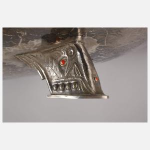 Großes jagdliches Silbertablett Art déco