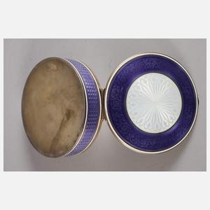 Runde Silberdose mit Guilloché-Emaille