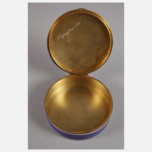 Runde Silberdose mit Guilloché-Emaille