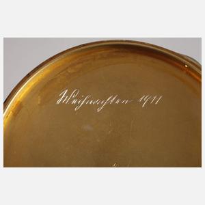 Runde Silberdose mit Guilloché-Emaille