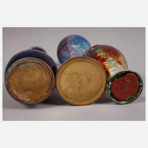 Limoges drei kleine Emaillevasen