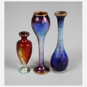 Limoges drei kleine Emaillevasen