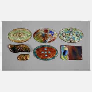 Limoges Konvolut kleine Emailleplatten