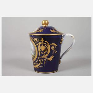 Frankreich Deckeltasse Watteauszene