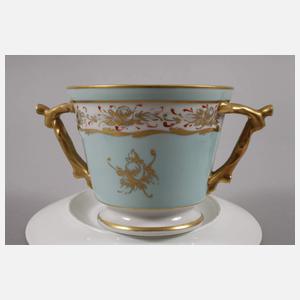 Frankreich große Deckeltasse mit Goldmalerei