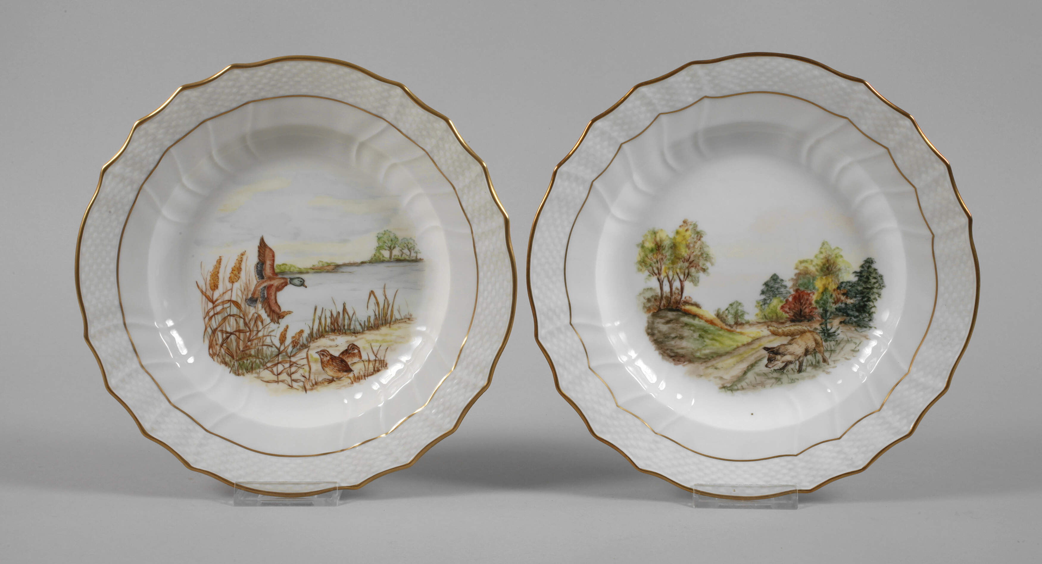 Kopenhagen Paar Speiseteller im Fauna-Danica-Stil