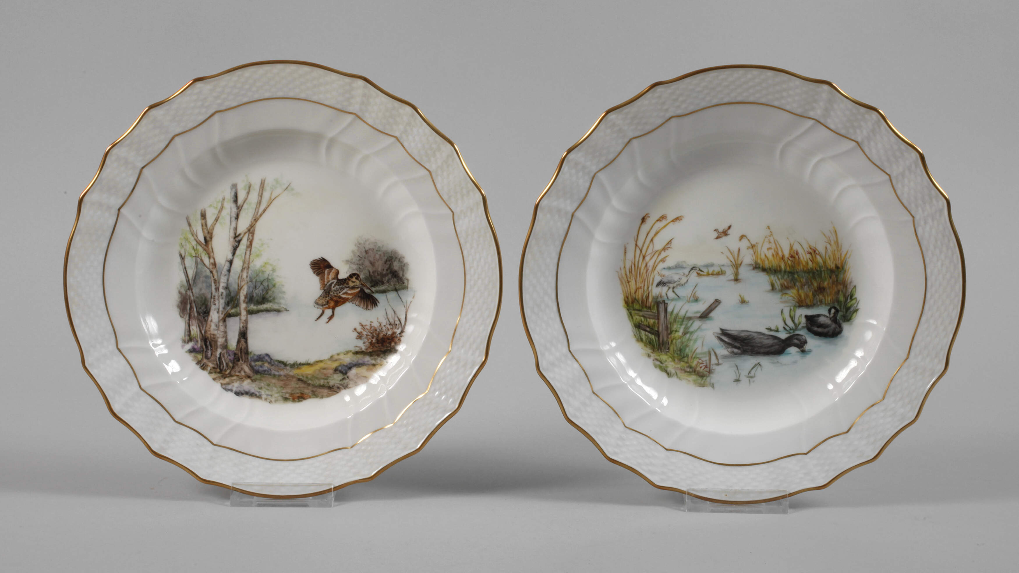 Kopenhagen Paar Speiseteller im Fauna-Danica-Stil