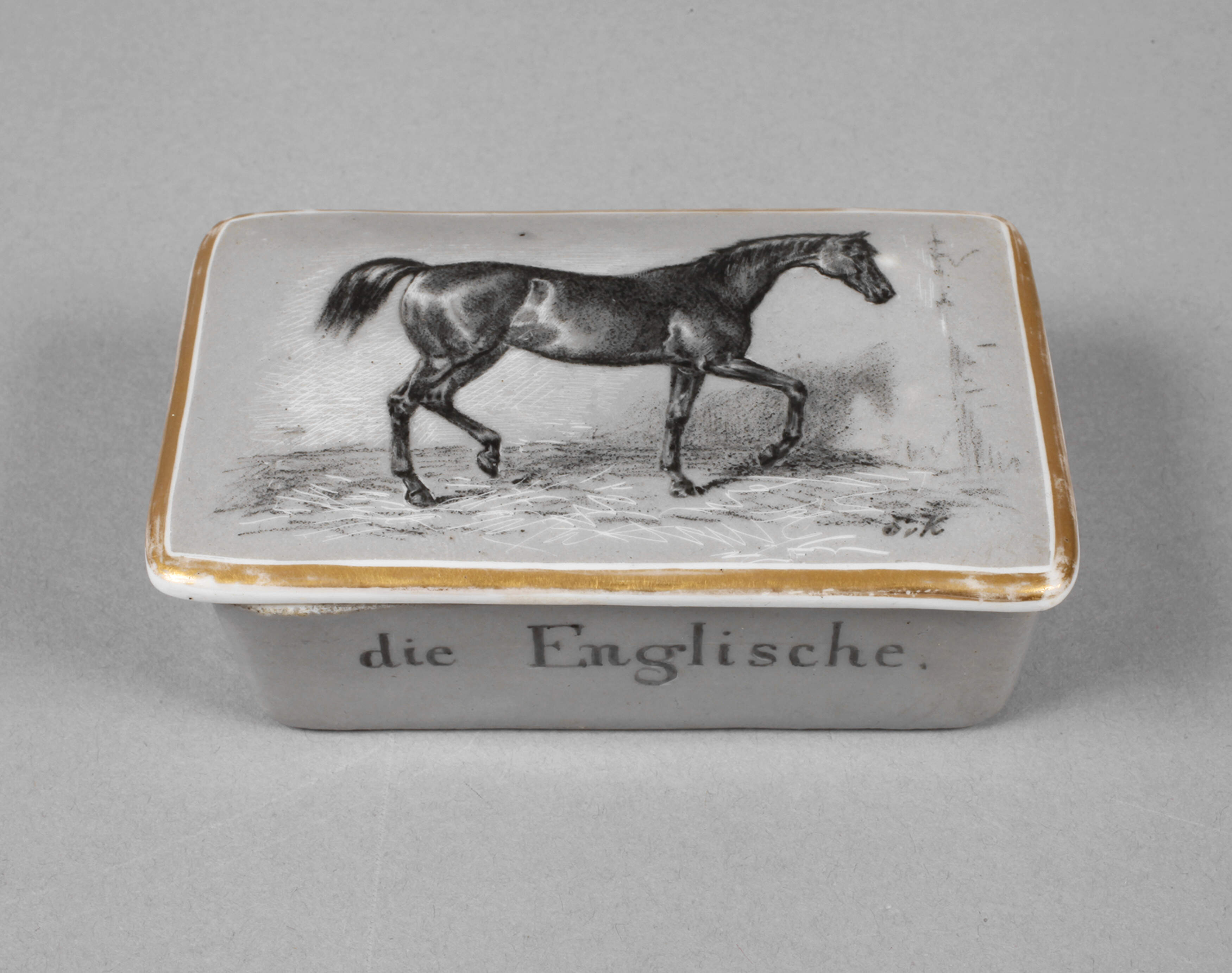 Schuhmann Berlin Deckeldose mit Pferdemotiv
