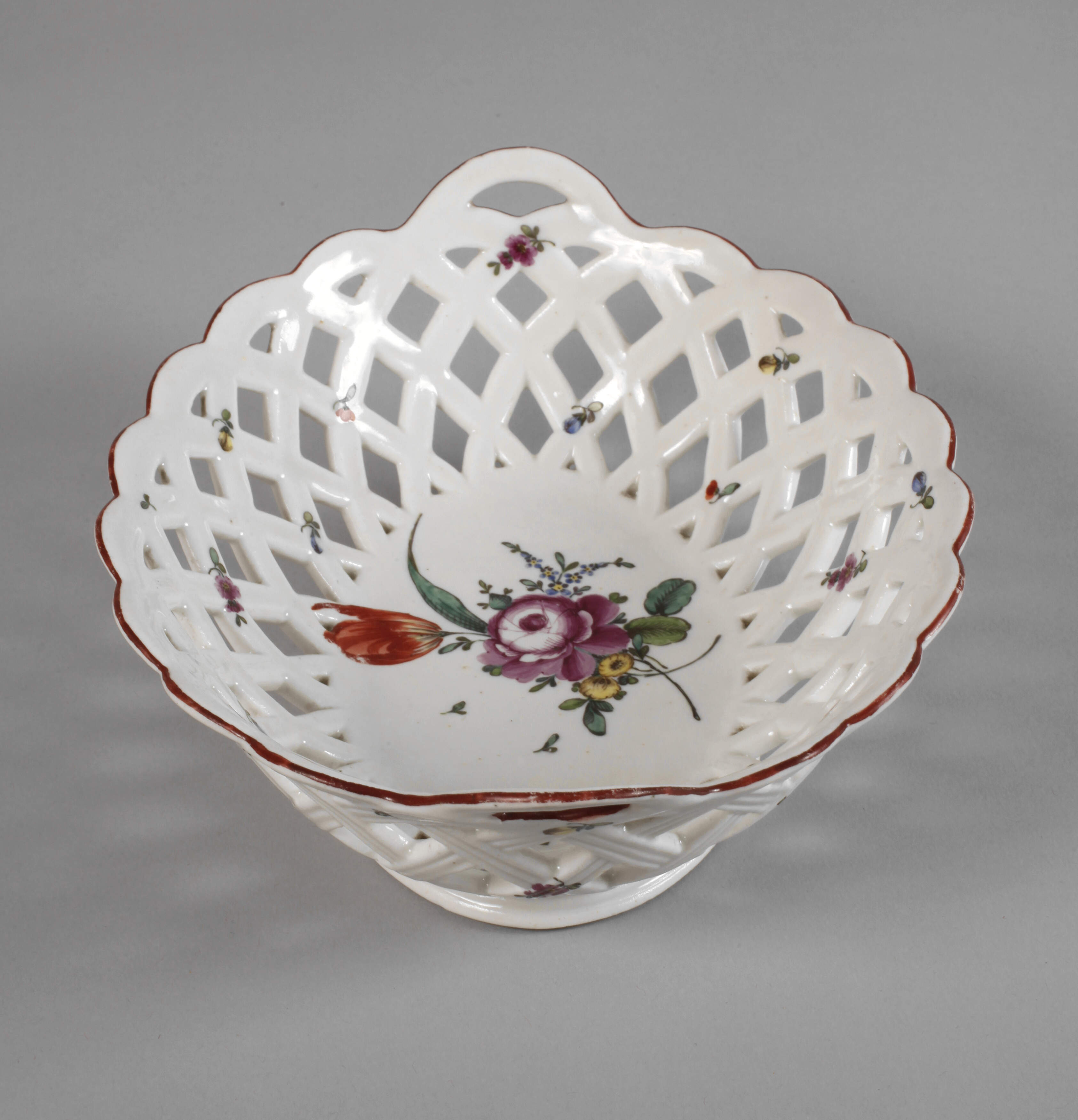 Ludwigsburg Durchbruchschale Blumenmalerei