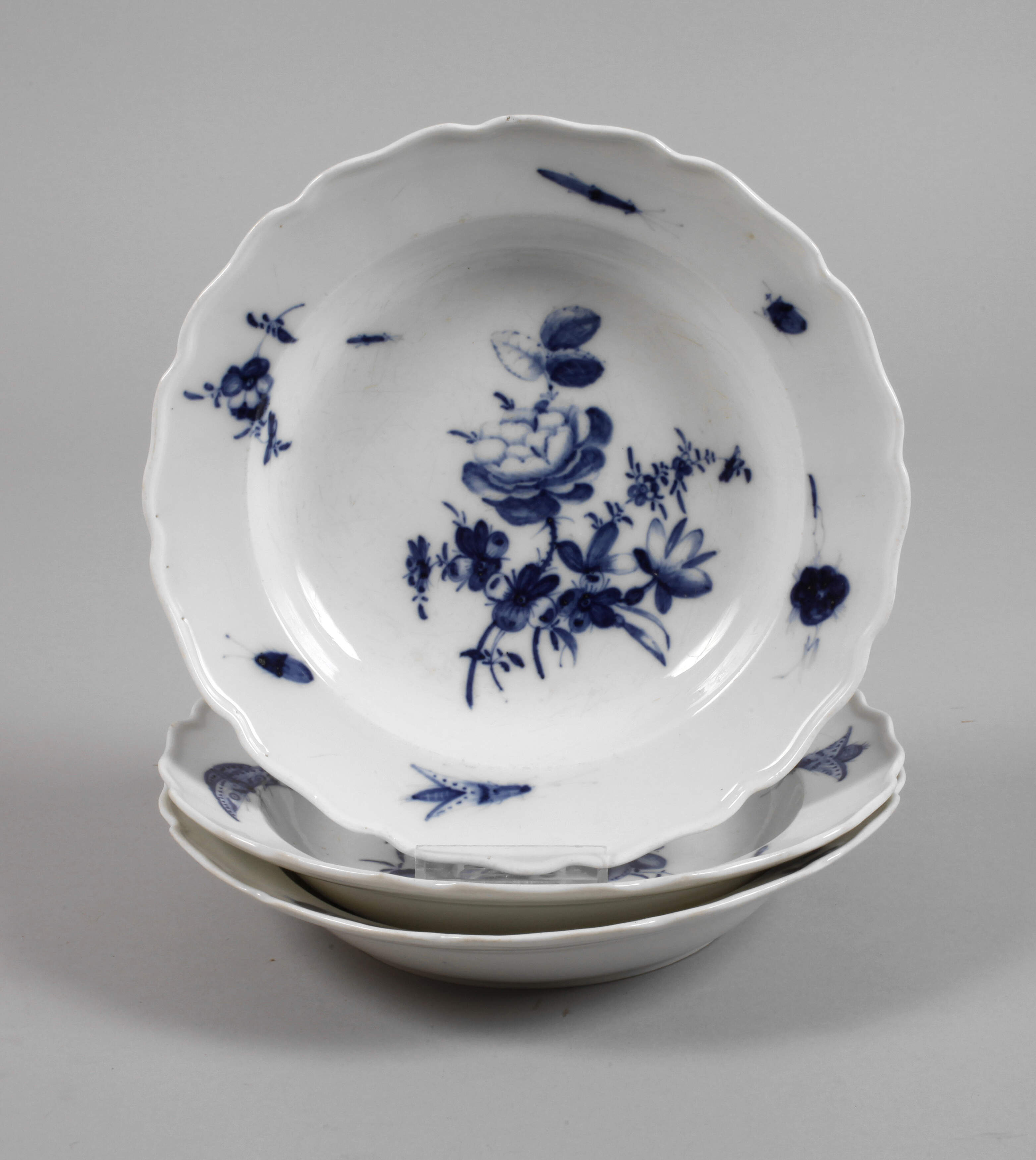 Meissen drei Suppenteller "Deutsche Blume und Insekten"