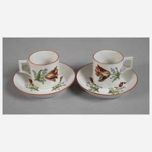 Meissen Paar Tassen mit Untertassen Marcolinizeit