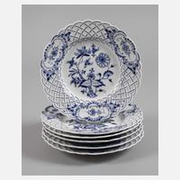 Meissen sechs Durchbruchteller "Zwiebelmuster"111