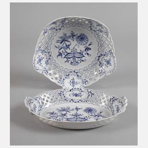 Meissen zwei Durchbruchschalen "Zwiebelmuster"