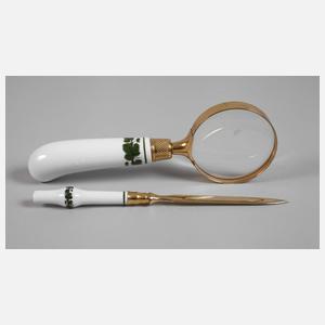 Meissen Lupe und Brieföffner Weinlaubdekor