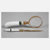 Meissen Lupe und Brieföffner Weinlaubdekor111