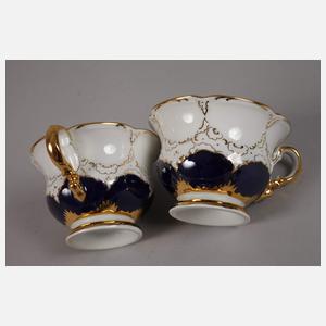 Meissen Paar Mokkatassen mit Untertassen "B-Form"