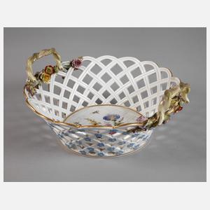 Meissen Henkelkorb mit Vergissmeinnichtblüten