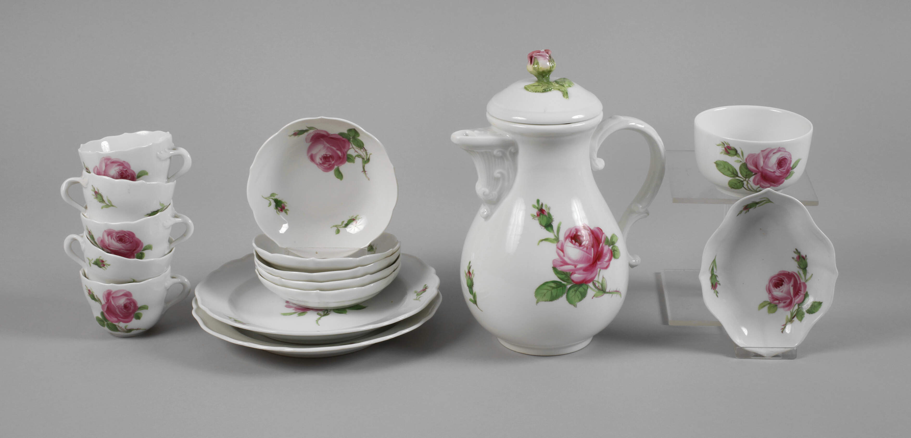 Meissen Mokka-Restservice "Rote Rose"