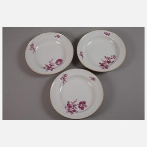 Meissen sechs Suppenteller "Blumen 3 schräg"